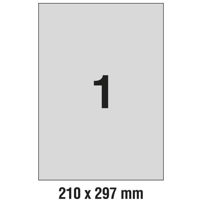 Etikete Laser 210x297 mm polyester pk20L Zweckform L6013-20 srebrne