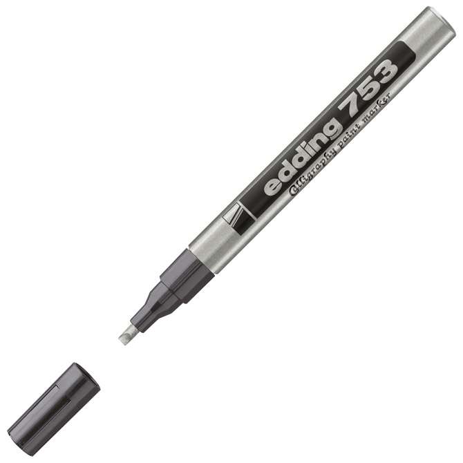Marker permanentni kaligrafski 1-2,5 mm Edding 753 srebrni