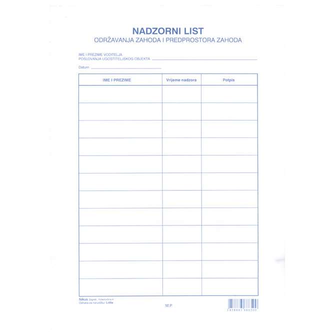 Obrazac L-69a nadzorni list u bloku Fokus