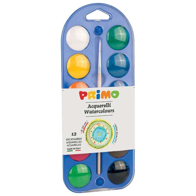 Boja vodena fi 30 mm 12boja+kist Primo 107A12A blister