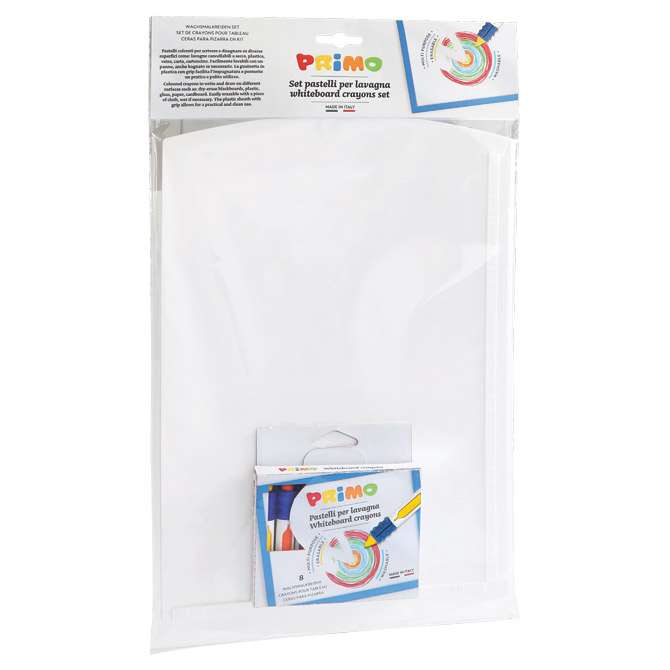 Ploča PP piši-briši 24x31 cm+boje voštane 8boja Primo 1302WSET blister!!