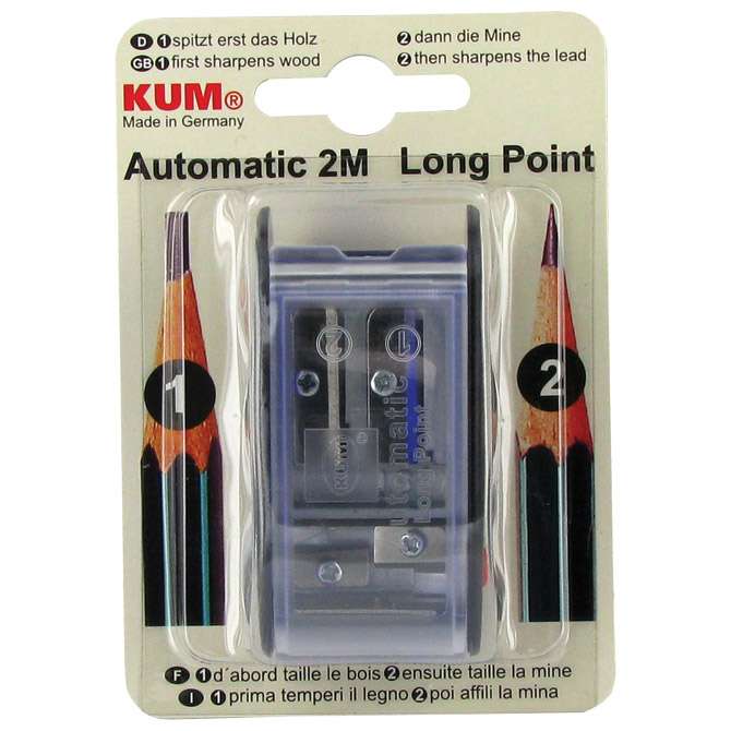 Šiljilo metalno 4rupe-za olovke i 2 mm tehničke Automatic AS2M KUM.1053122 plavo/prozirno blister