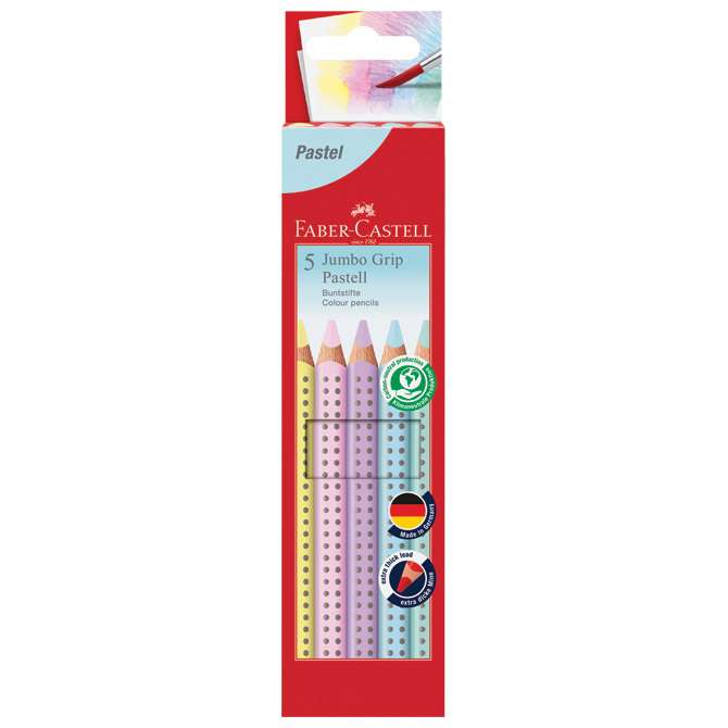 Boje drvene   5boja Jumbo Grip pastel Faber Castell 110991!!