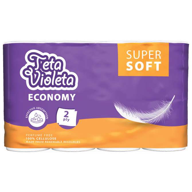 Ručnik papirnati jastučni 23 cm dvoslojni pk4 Super Soft  Economy Violeta bijeli!!